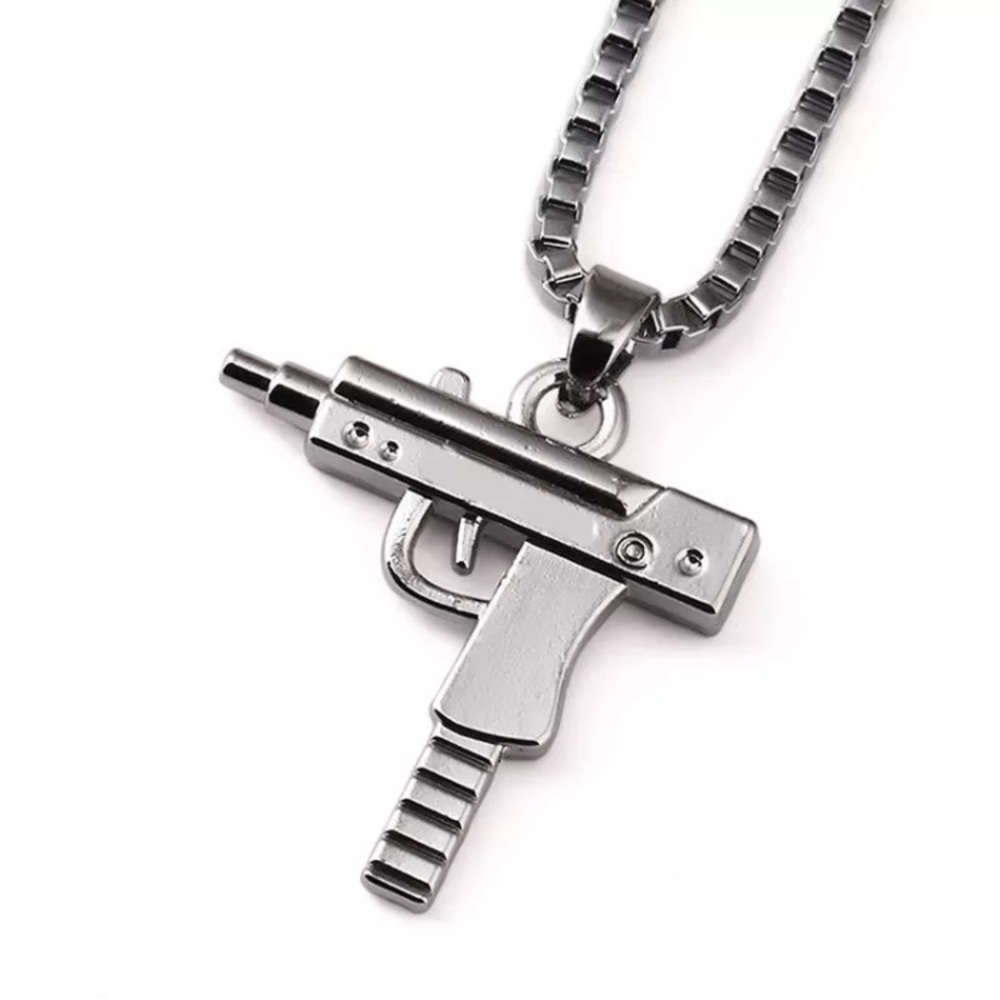 Silver Machine Gun Necklace
